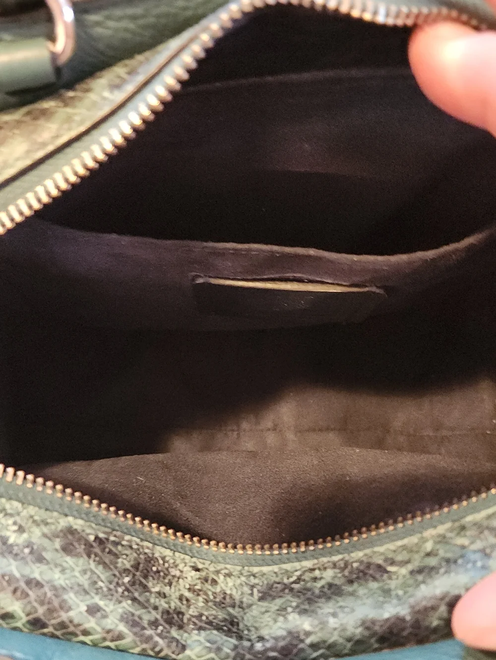 Coach Zoe Carryall 91026 Forest Green Pebble Leather Snake Embossed Satchel